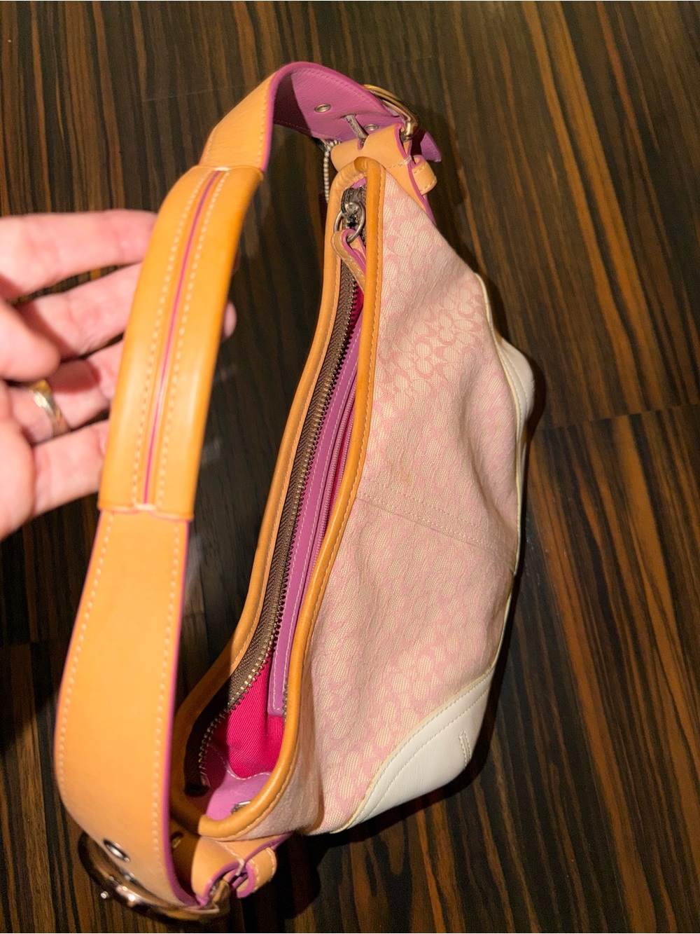 Vintage Y2K Coach 6351 Soho Mini Signature Hobo Bag – Pink/White Jacquard - Picture 8 of 16